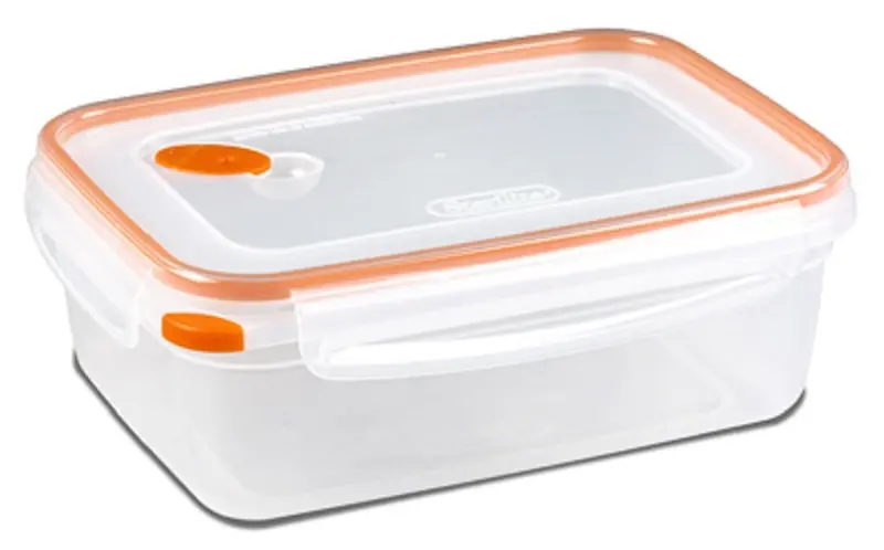 Sterilite 03221106 8.3 Cup Ultra Clear / Tangerine Rectangle Food Container - Quantity Of 3 1