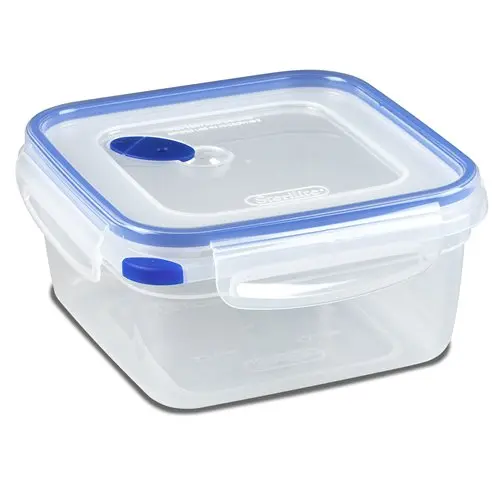 Sterilite 03324706 Ultra-Seal 5.7 Cup Clear / Blue Square Food Container - Quantity Of 4 1