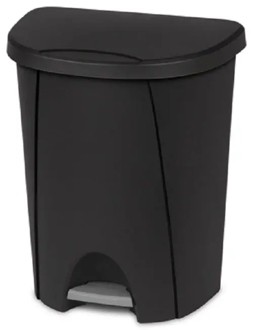 Sterilite 10949004 6.6 Gallon Black Step On Wastebasket - Quantity Of 4 1
