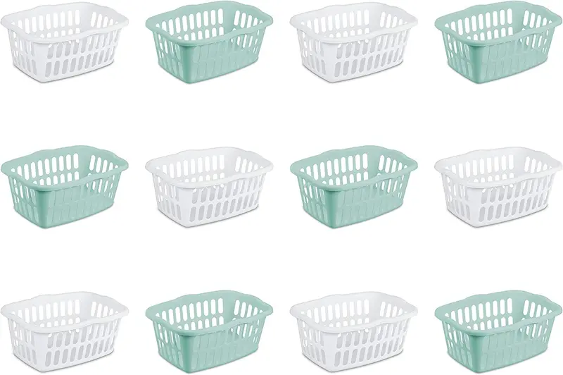 Sterilite 12459412 24" 1.5 Bushel Assorted Color Rectangular Laundry Baskets - Quantity Of 12 1