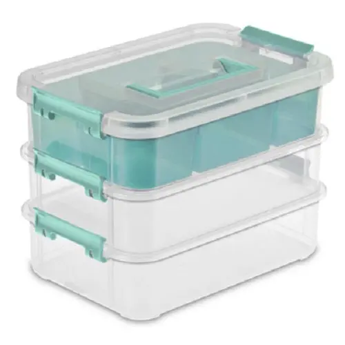 Sterilite 14138606 Stack & Carry 3 Layer Handle Box With Tray - Quantity Of 1 1
