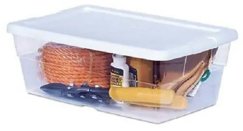 Sterilite 16428012 6 Qt 13-5/8" X 8-1/4" X 4-7/8" Clear Storage Box With White Lid - Quantity Of 36 1