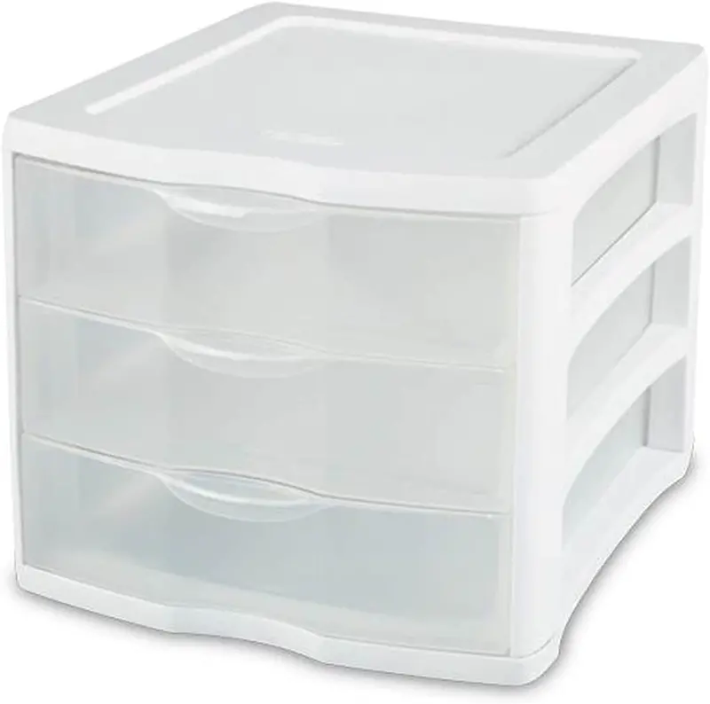 Sterilite 17918004 3 Drawer White Frame Clearview Organizer - Quantity Of 4 1