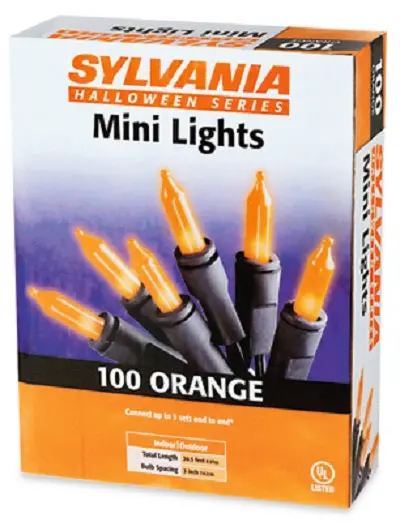 Sylvania V34700-88 100 Light Count Orange Mini Light Halloween Set - Quantity Of 8 1