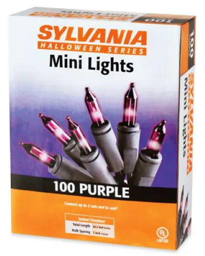 Sylvania V34708-88 100-Count Mini Light Halloween Set Purple Bulbs & Black Wire - Quantity Of 18 1