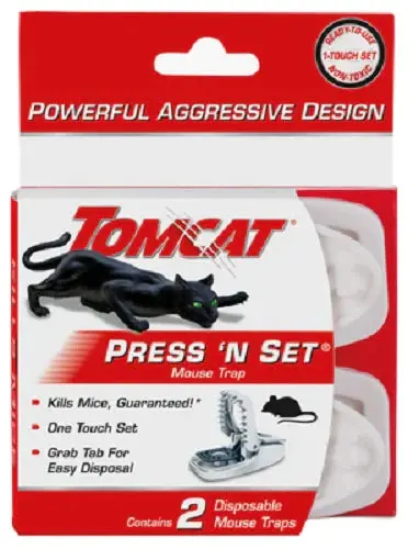 Tomcat 0360710 2-Pack Of Press 'N Set One Touch Reusable Mouse Traps - Quantity Of 21 1