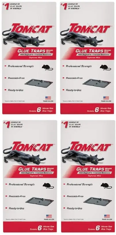 Tomcat 0362610 6-Pack Professional Strength Ready To Use Mouse Glue Traps - Quantity Of 4 1