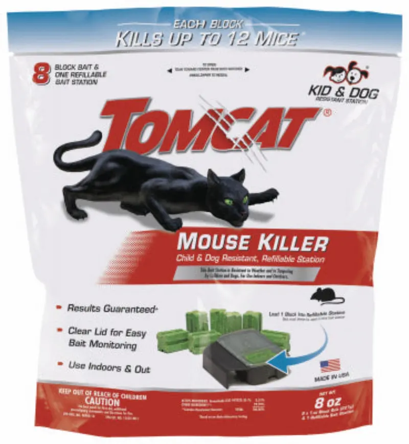 Tomcat 0372010 8-Count Pack Of Mouse Rodent Bait Blocks & Refillable Station 1