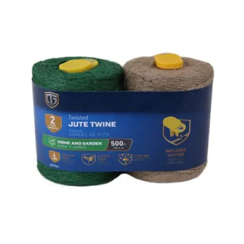 Tru-Guard 642081 2-Count Green & Brown 500' Rolls Of Jute Twine With Cutter - Quantity Of 3 1