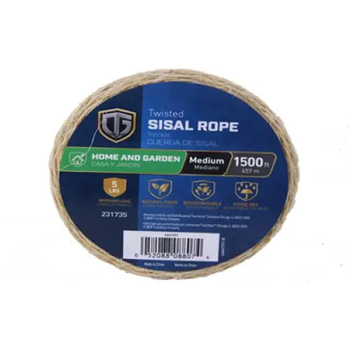 Tru-Guard 642101 1-Ply X 1500' Roll Of Natural Fiber Twisted Home & Garden Sisal Twine - Quantity Of 2 1