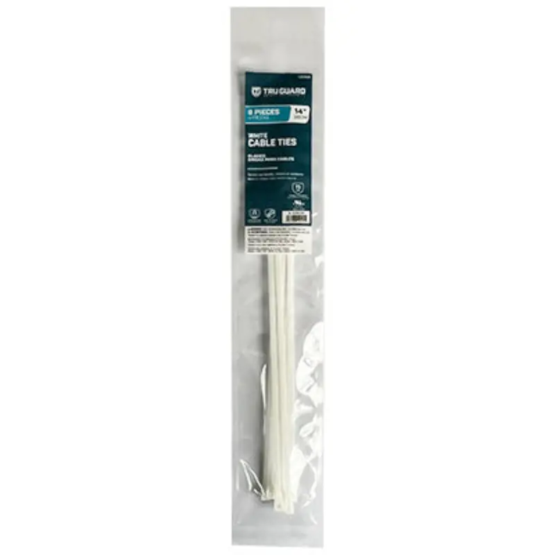 Tru-Guard Nl-5X350-8W 8-Count Pack Of 14" White Nylon Self Locking Cable Ties 1