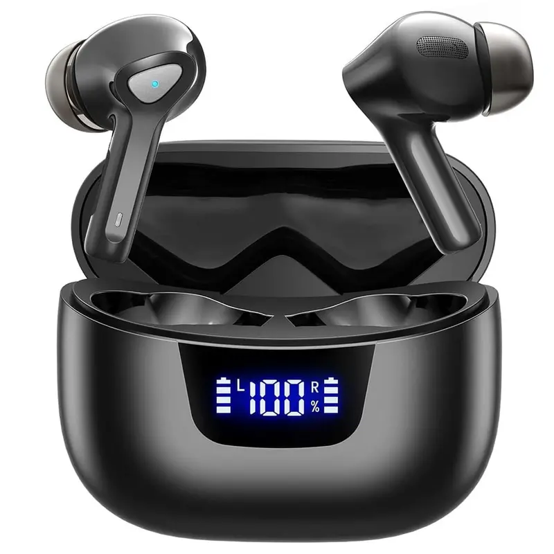 True Wireless Bluetooth Earbuds With Smart Led Display Charging Case , Bluetooth 5.0 Earbuds In-Ear Tws Stereo Headphones, Ipx7 Waterproof In Ear Earphones, Black 1