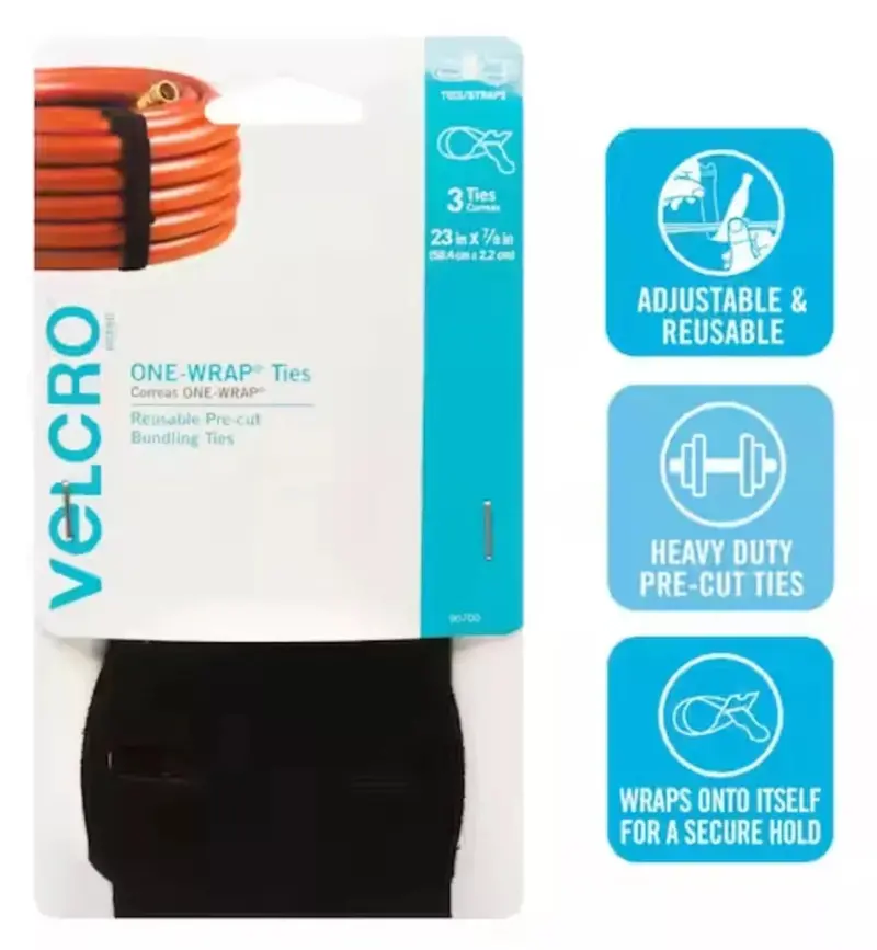 Velcro 90700 3-Count Pack Of One Wrap 23" X 7/8" Pre-Cut Hook & Loop Ties 1