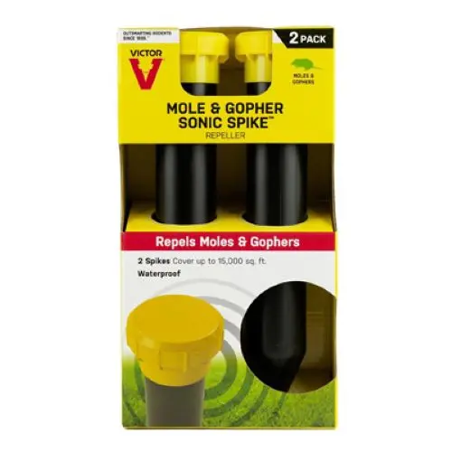 Victor M9012 2-Pack 12" Mole & Gopher Repellent Sonic Lawn Spikes - Quantity Of 6 1