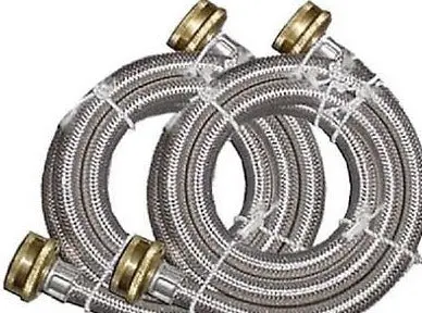 Watts 2Pbspw60-1212 2 Pack 3/4"X 3/4" X 60" Stainless Steel Washing Machine Hose 1