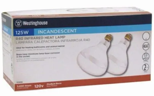 Westinghouse 0395648 2-Count Pack Of 125-Watt R40 Clear Infrared Heat Lamp Bulbs 1