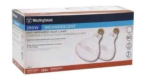 Westinghouse 0397748 2-Count Pack Of 250W R40 Clear Infrared Heat Lamp Bulbs 2