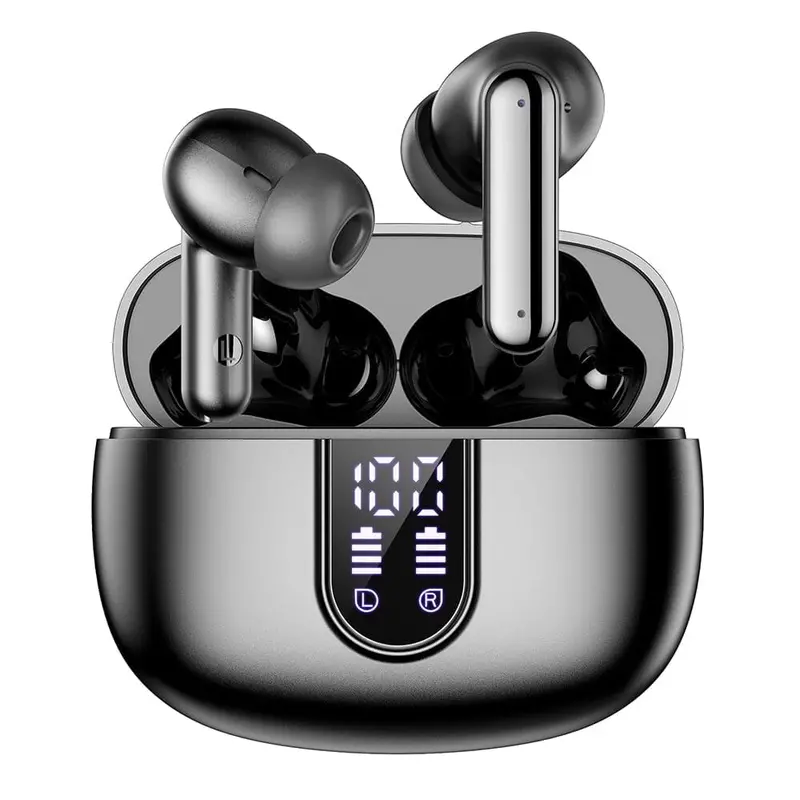 Wireless Earbuds Bluetooth Headphones, With Led Display Charging Case, Waterproof In-Ear Earphones With Mic For Iphone /Android /Pc /Laptop, Black 1