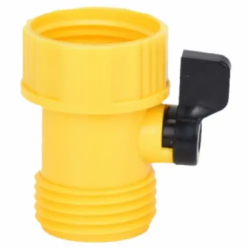 Zhejiang 30039-1 Yellow Poly Garden Hose Faucet Connector With Shut Off Valve - Quantity Of 24 1