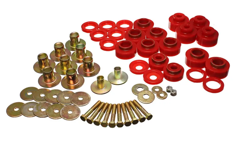 Energy Suspension 3.4170R Red Polyurethane Body Mount Kit – Performance Upgrade With Hardware Included 1