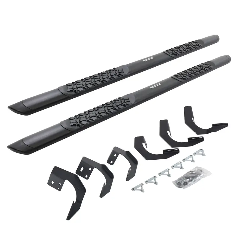 Go Rhino V-Series Textured Black Aluminum Side Steps – Includes Full Mounting Bracket Kit 1