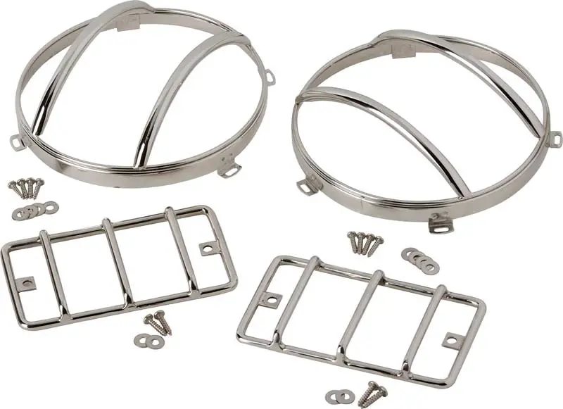 Kentrol Euro-Style Light Guard Set For Jeep Tj – Polished Silver Finish (30557) 1