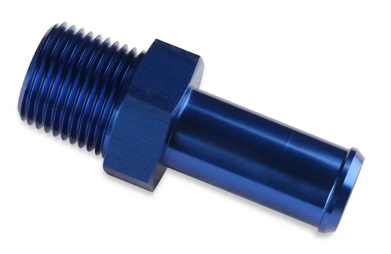 Mr Gasket 484010 Straight Barb Fitting: 5/8" Hose To 1/2" Male Npt, Anodized Blue 1