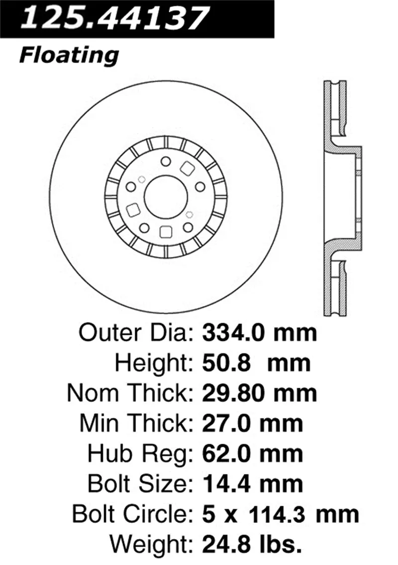 Stoptech 125.44137Cry Cryo-Treated High-Carbon Front Right Brake Rotor 1