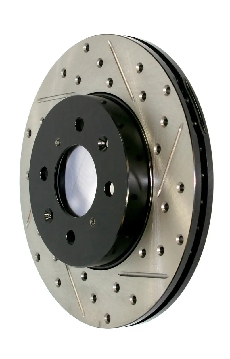 Stoptech 127.40028Cr Cryo-Treated Front Right Rotor – Drilled & Slotted Sport Brake Disc 1