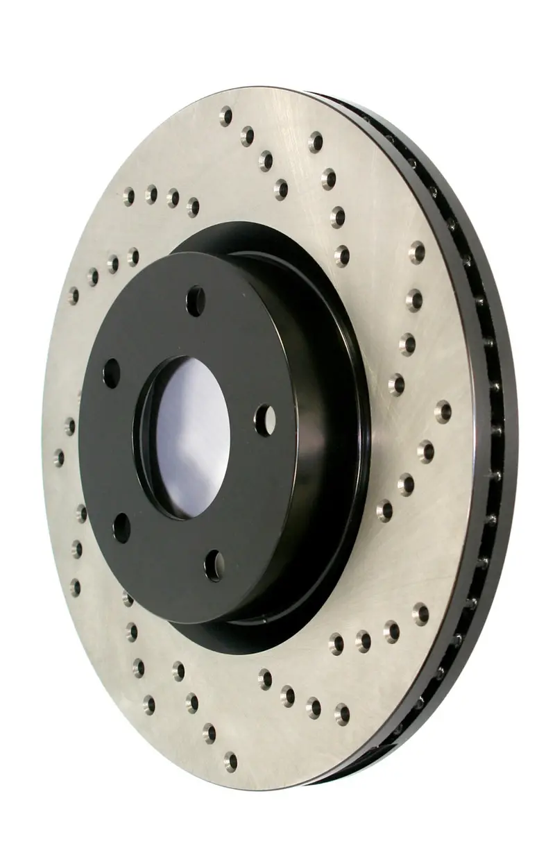 Stoptech 128.33012R Front Right Cross-Drilled Rotor – Sport Series Brake Disc For Improved Heat Dissipation 1